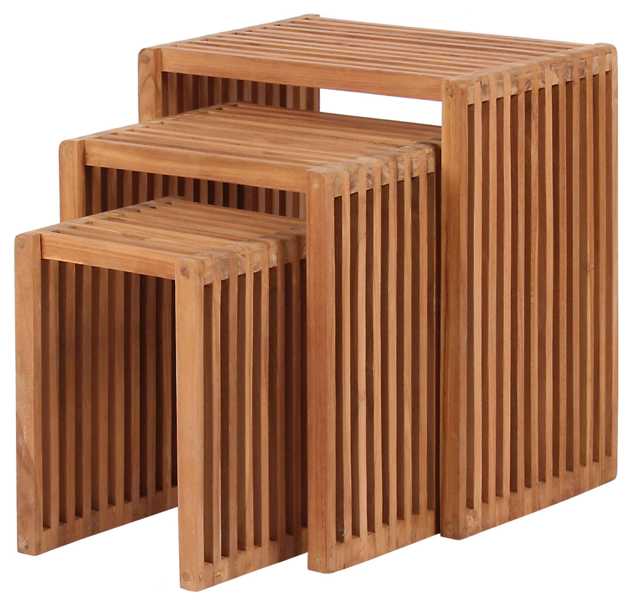 BEISTELLTISCH 3er Set - Naturfarben, Holz (32/45/50cm) - Mr. Deko