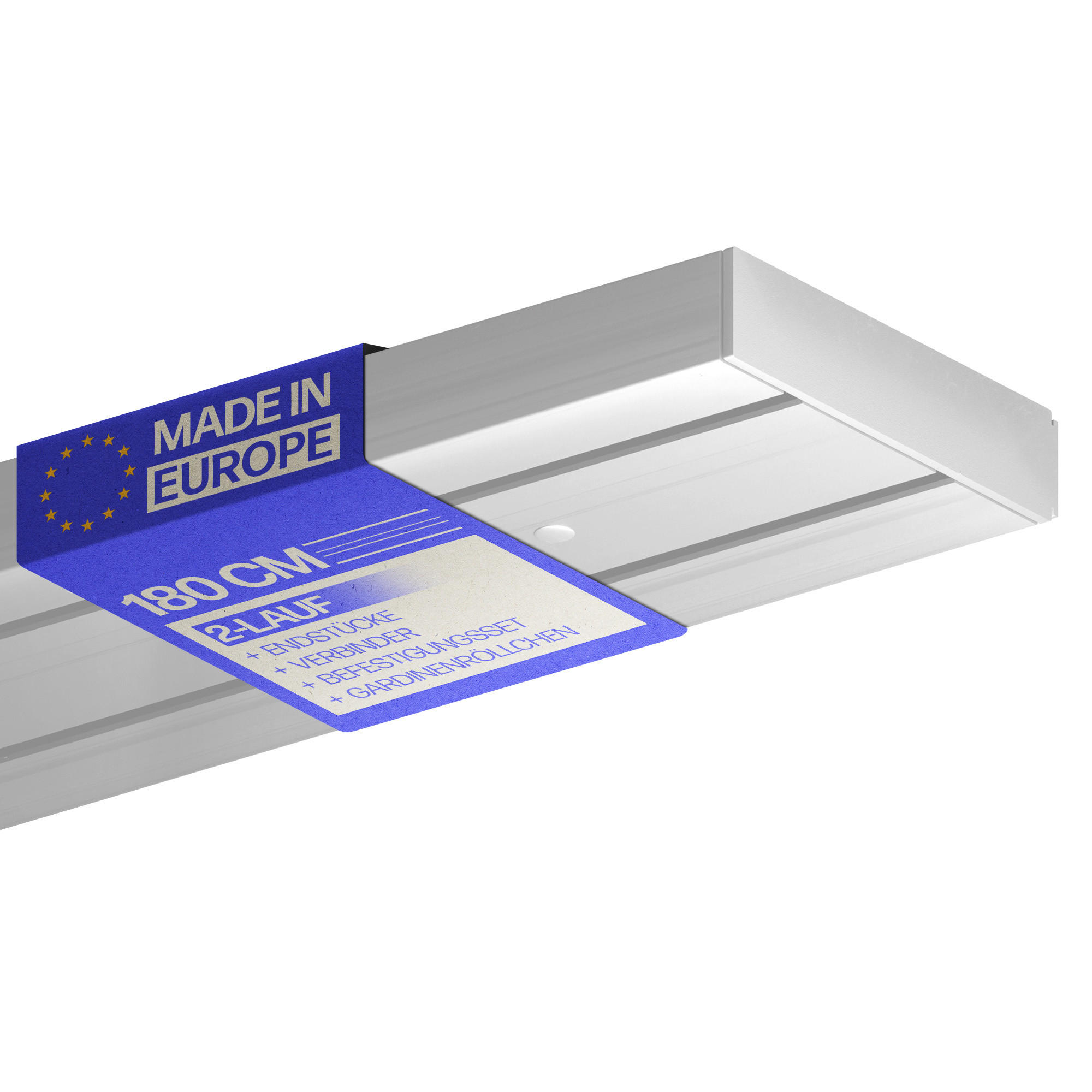 GARDINENSCHIENE - Komplettset inkl. Zubehör 180cm (2x90cm) 2-läufig - Weiß, Kunststoff (10/180cm) - Bestlivings