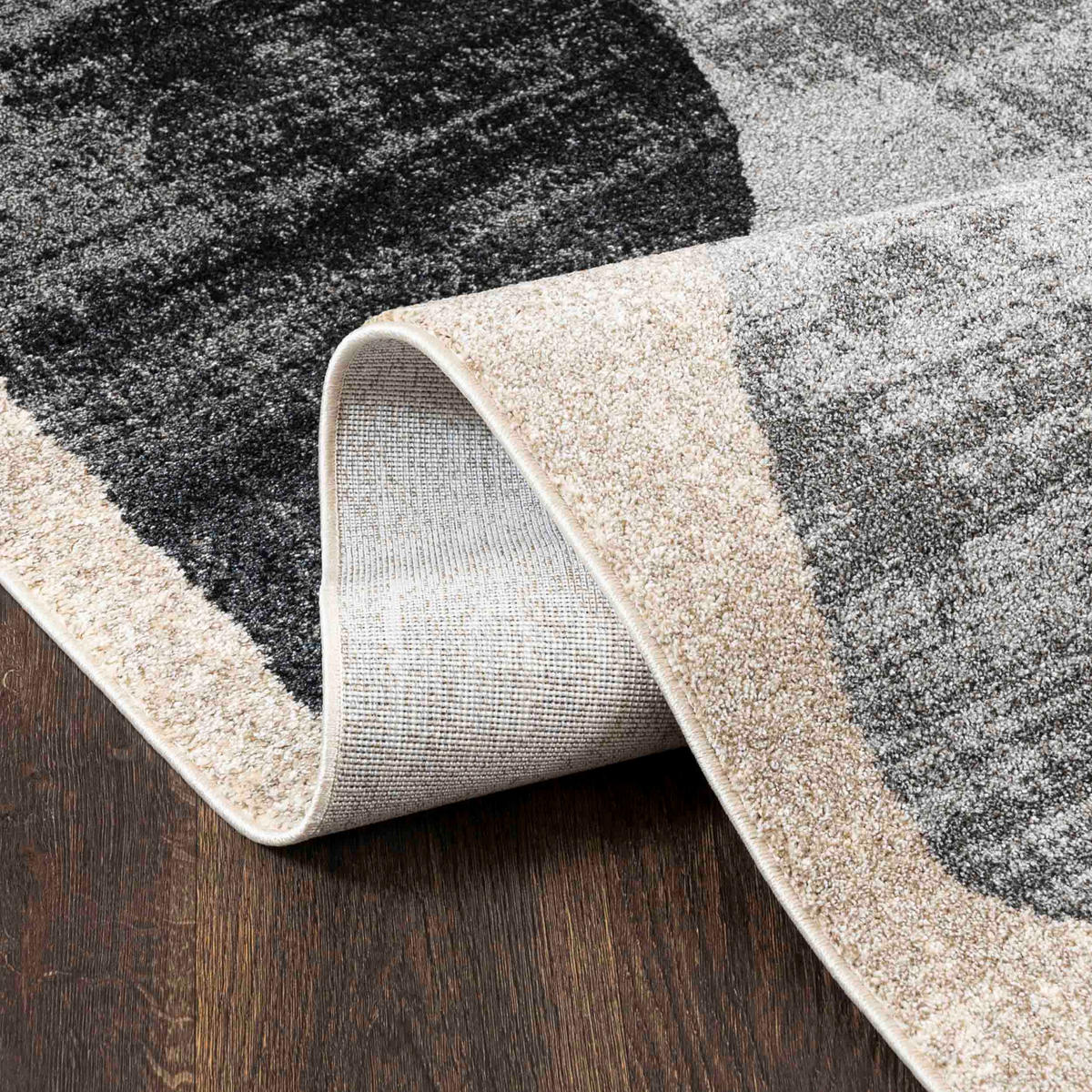TEPPICH Beige Geometrisch In-Outdoor Pflanzlich Kurzflor Rechteckig 120 x 170 cm - Dunkelgrau/Beige, Textil (120/170cm) - Mazovia