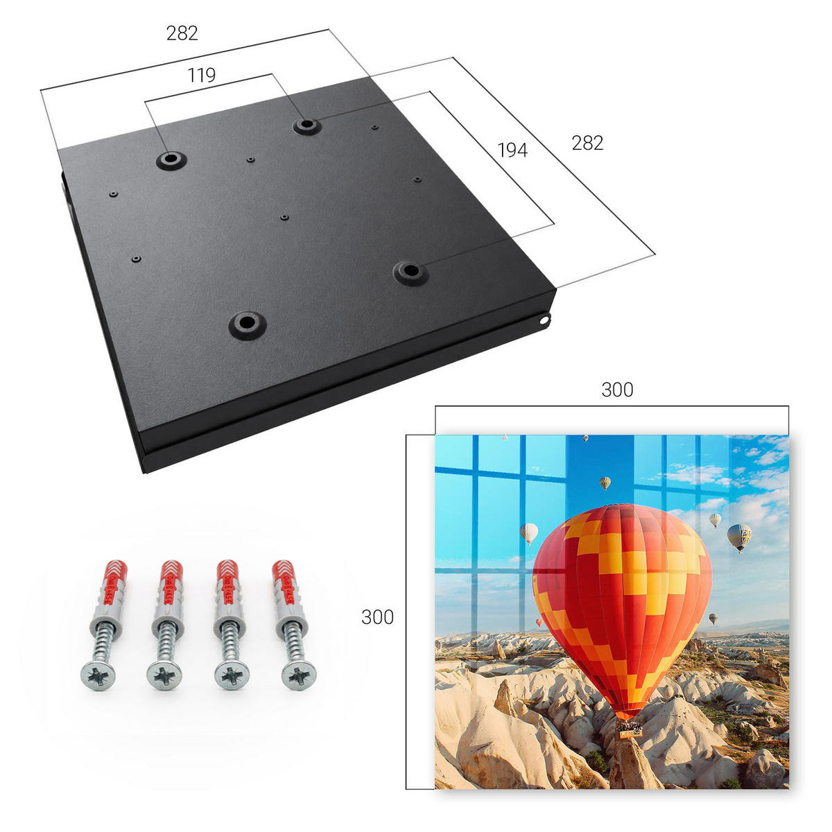 SCHLÜSSELBOX Schwarz 30x30 cm- Türöffnung nach rechts - Sky Adventure - Blau, Metall (30/30/5cm) - TULUP