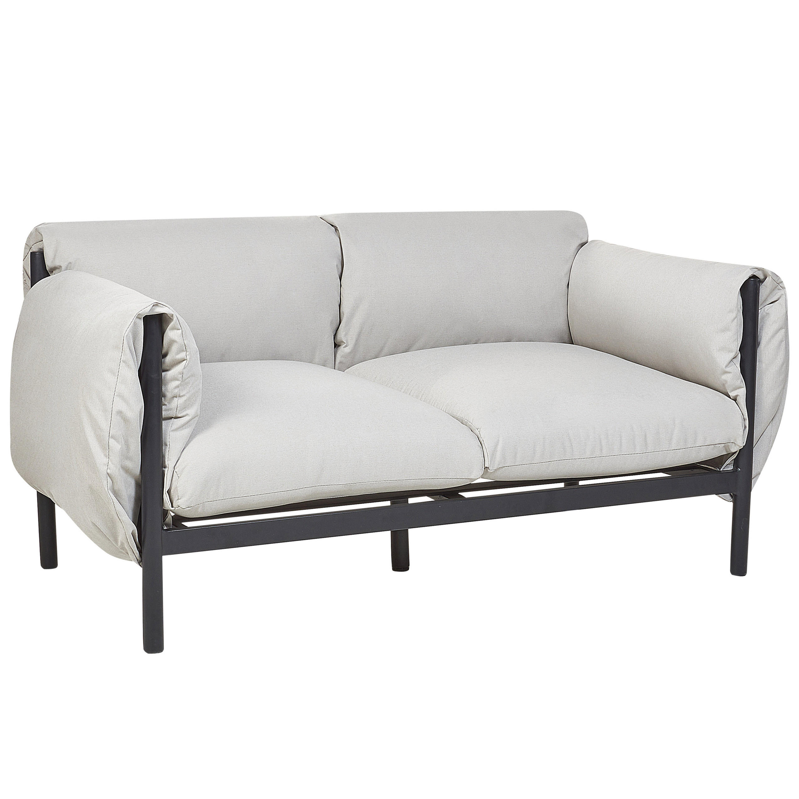 GARTENSOFA 2-Sitzer Aluminium hellgrau/schwarz Esperia - Schwarz/Grau, Metall (144/80/96cm) - Beliani