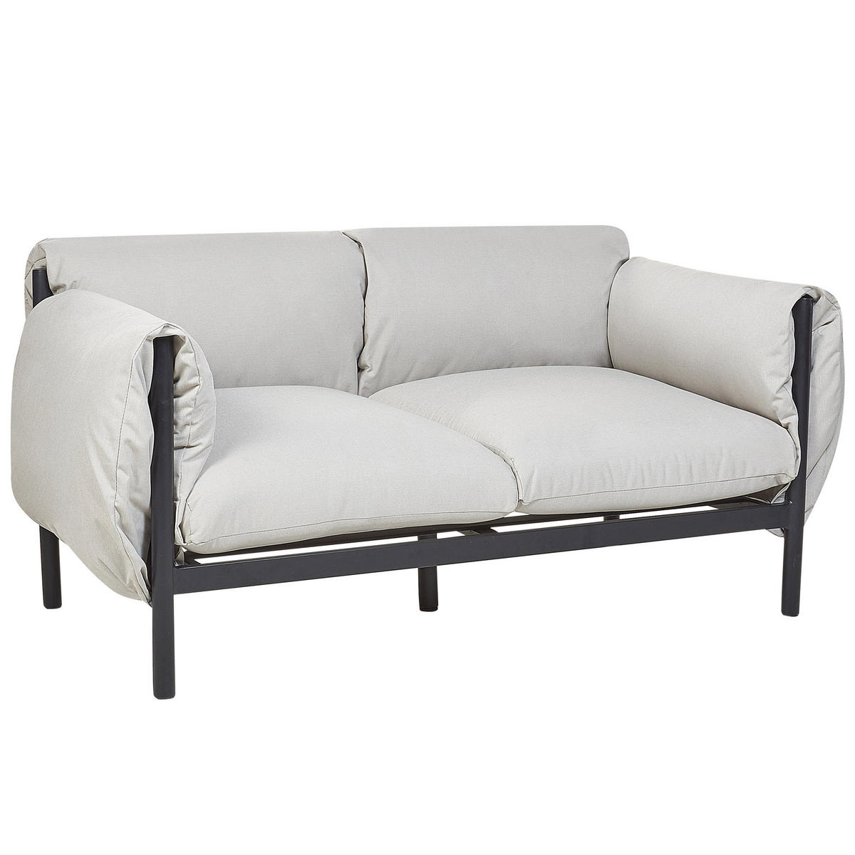 GARTENSOFA 2-Sitzer Aluminium hellgrau/schwarz Esperia - Schwarz/Grau, Metall (144/80/96cm) - Beliani