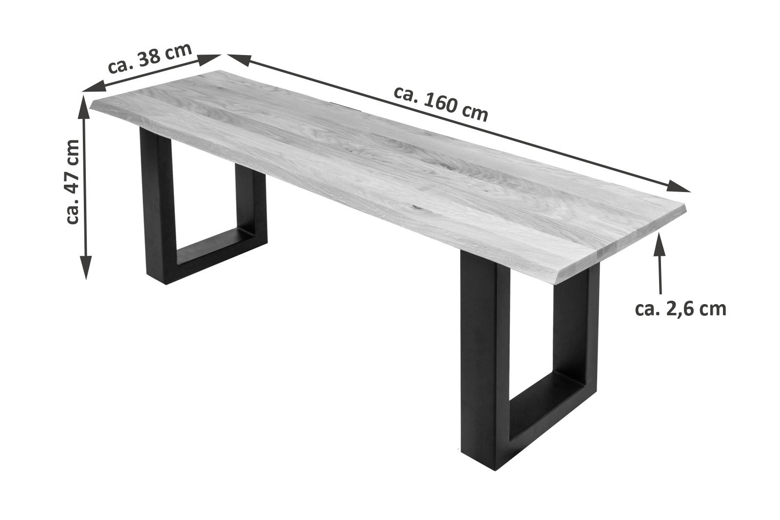 SITZBANK ENRICO - Beige/Schwarz, Holz/Metall (160/47/42cm) - SAM