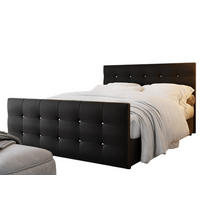 BOXBETT KLEO 200x200, mit Matratze H3, Bonell und Topper, Madryt 1100 - Schwarz, Holz/Kunststoff (200/200cm) - Bedante