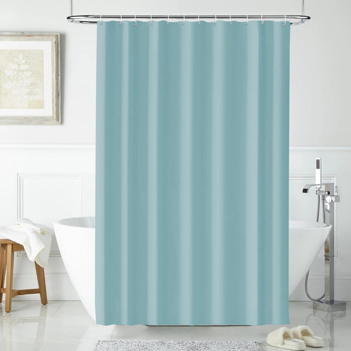 DUSCHVORHANG Blau PEVA wasserabweisend schimmelresistent waschbar mit Ringen - Blau, Kunststoff (180/180cm) - MCBOSON