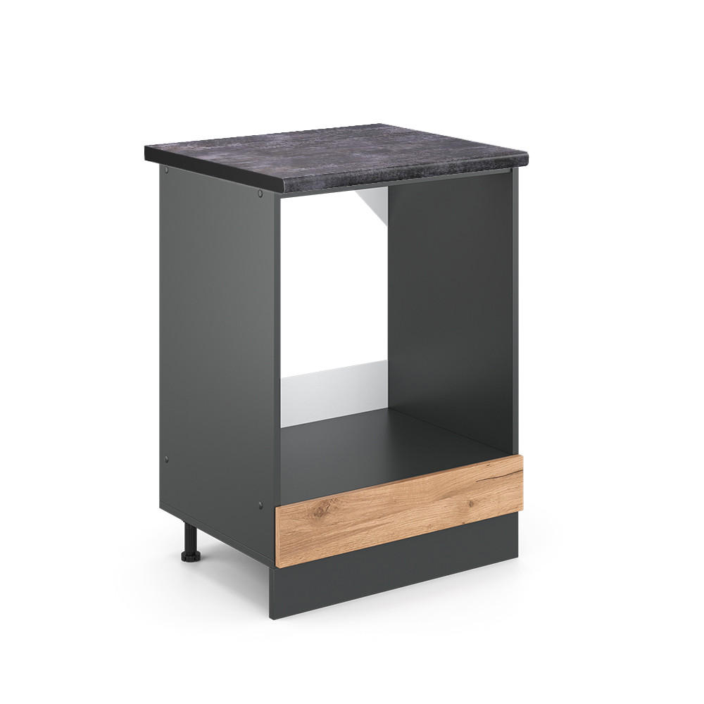 HERDUMBAUSCHRANK R-Line Goldkraft Eiche 60 cm, AP Anthrazit - Honigeiche/Anthrazit, Holzwerkstoff (60/81.6/60cm) - Vicco