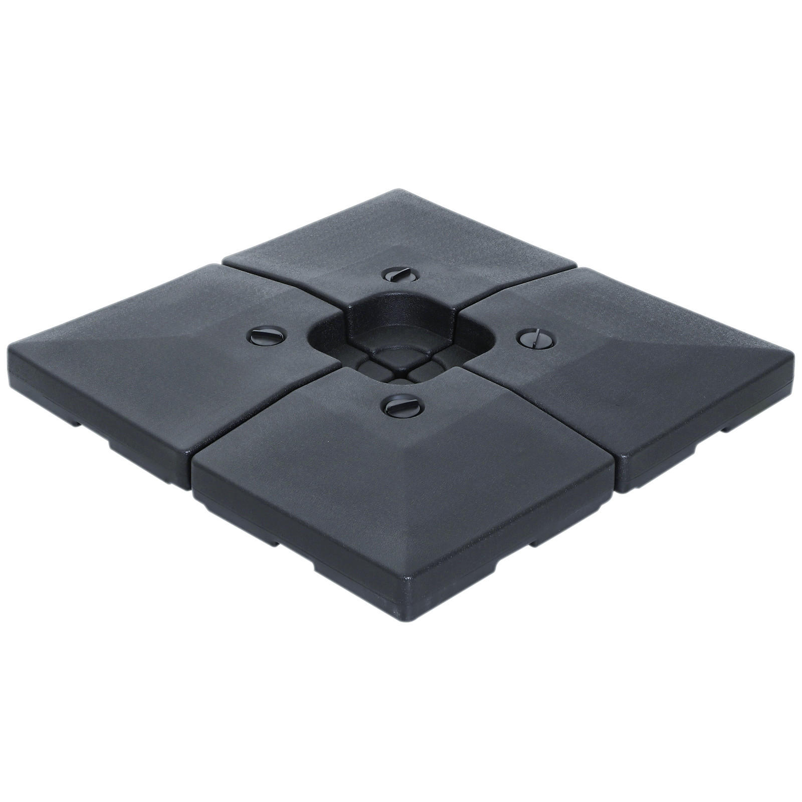 SCHIRMPLATTEN Schwarz 4er-Set 51/51/12 cm - Schwarz, Kunststoff (51/51cm) - PANGIVO