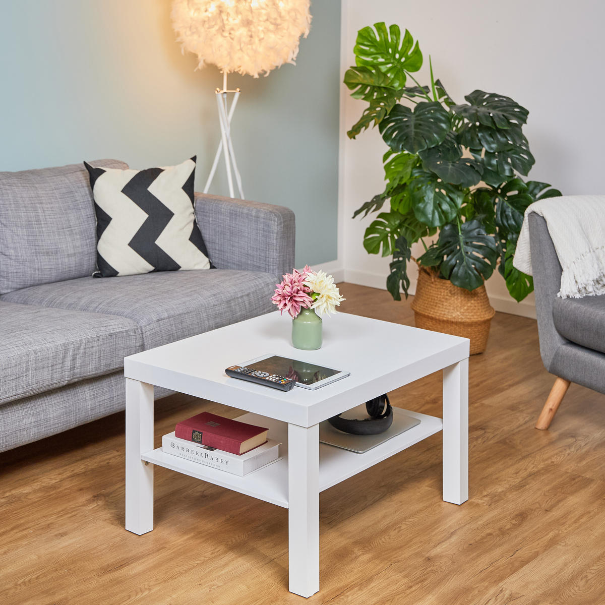 COUCHTISCH - Weiß, Holzwerkstoff/Textil (55/79/45cm) - Relaxdays