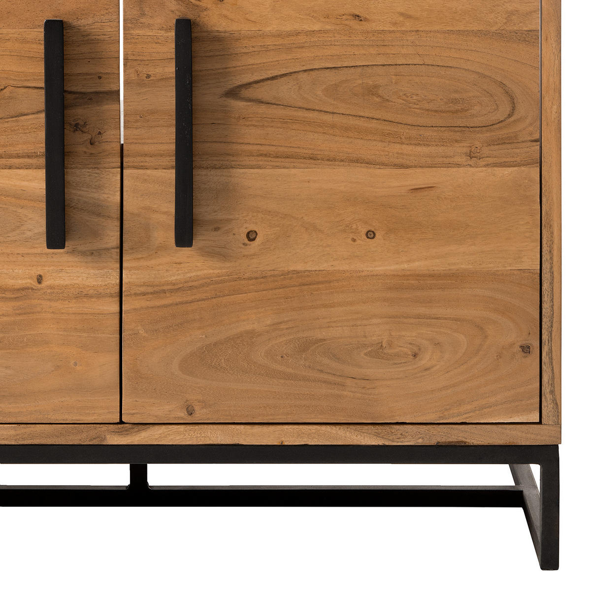 WASCHBECKENUNTERSCHRANK - Akazie massiv / Eisen - Akaziefarben, Holz/Metall (70/60/35cm) - home24