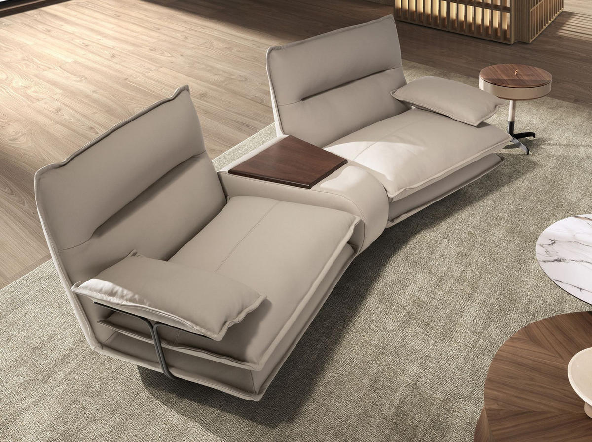 SOFA 2-Sitzer aus taupegrauem Leder 282/93/93 cm - Taupe/Greige, Leder/Metall (282/93/93cm) - ANGEL CERDA