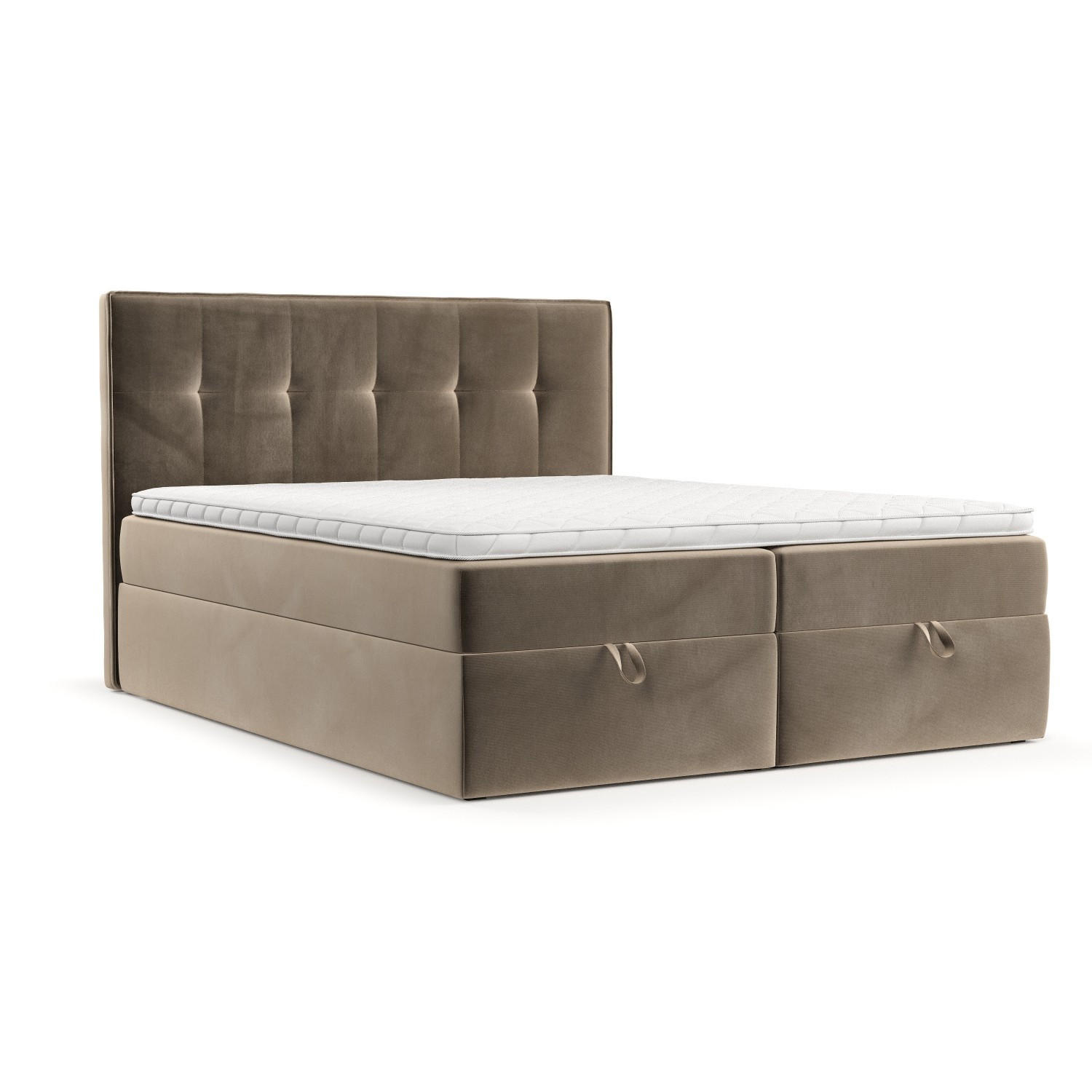 BOXBETT Tivra 200/200 cm Taupe im Paros Stoff - Taupe/Schwarz, Holz/Holzwerkstoff (200/200cm) - AltaBeds