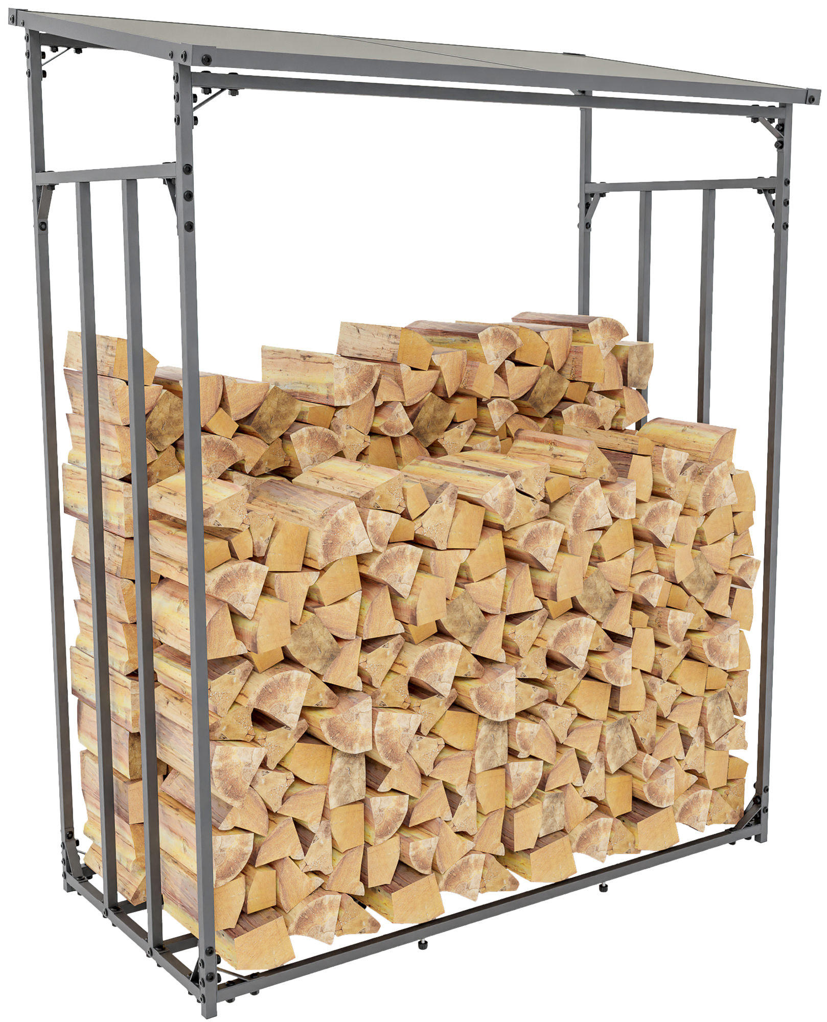 KAMINHOLZREGAL 130/70/165 cm Metall anthrazit - Anthrazit/Schwarz, Metall (130/165/70cm) - CLP