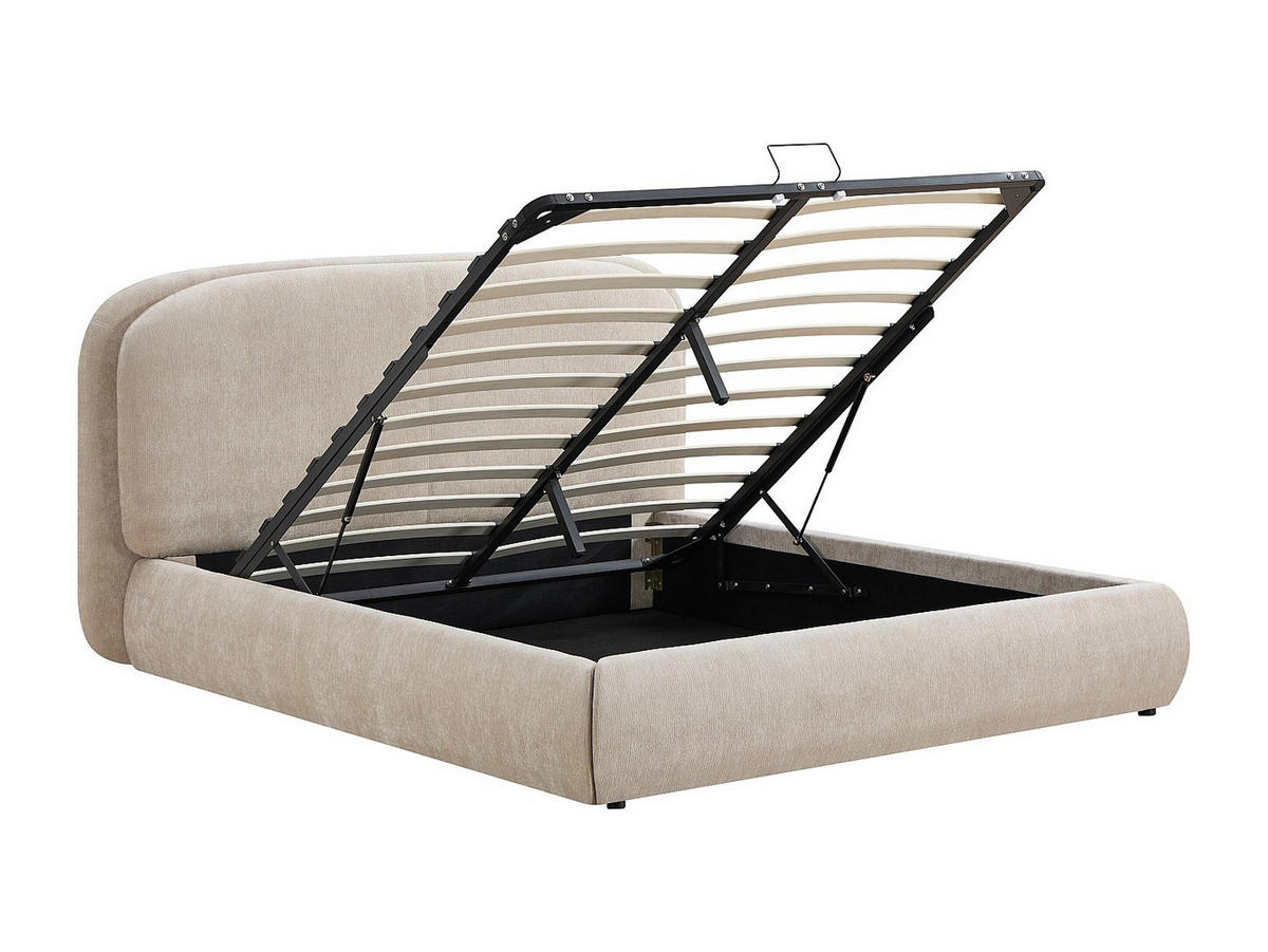 BETT mit Bettkasten - 2 Personen - Stoff - Beige - - Beige, Textil (160/200cm) - Vente-Unique