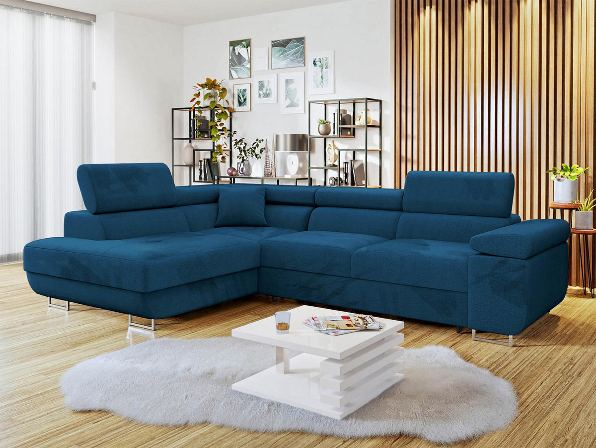 ECKSOFA Torezio, Seite: Links - Blau, Holz/Textil (274/203cm) - MIRJAN24