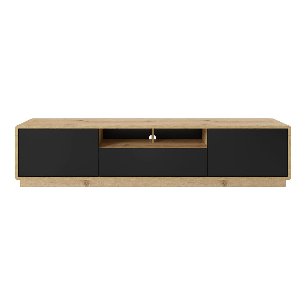 TV-MÖBEL Raven Mattschwarz und Holz - Schwarz, Holzwerkstoff (200/45/40cm) - Petits-meubles