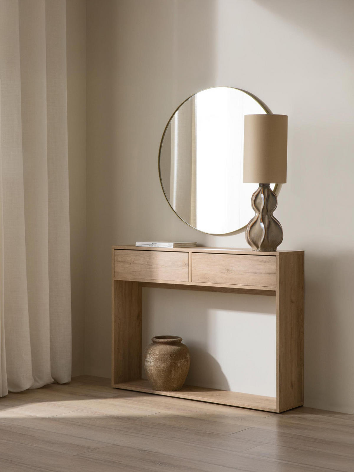 KONSOLE Hegas Natur 110 cm x 81 cm - Braun, Holzwerkstoff (110/81/25cm) - Kenay Home