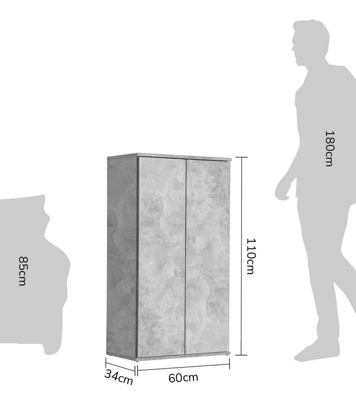MEHRZWECKSCHRANK Der Schlanke - Hellgrau/Grau, Holzwerkstoff (60/110/34cm) - Mokebo