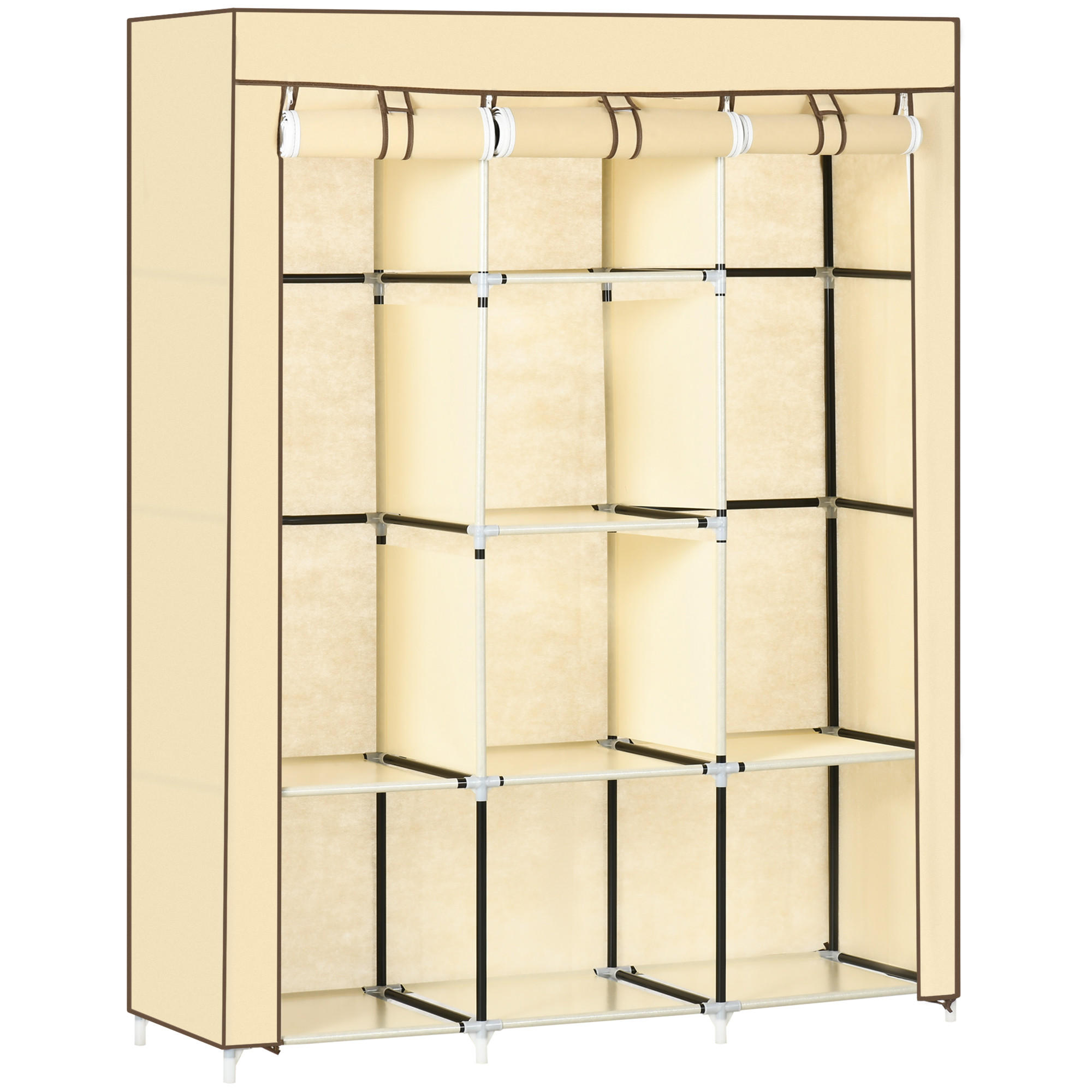 STOFFSCHRANK, Kleiderschrank, Beige - Beige, Metall (43/162.5/125cm) - HOMCOM
