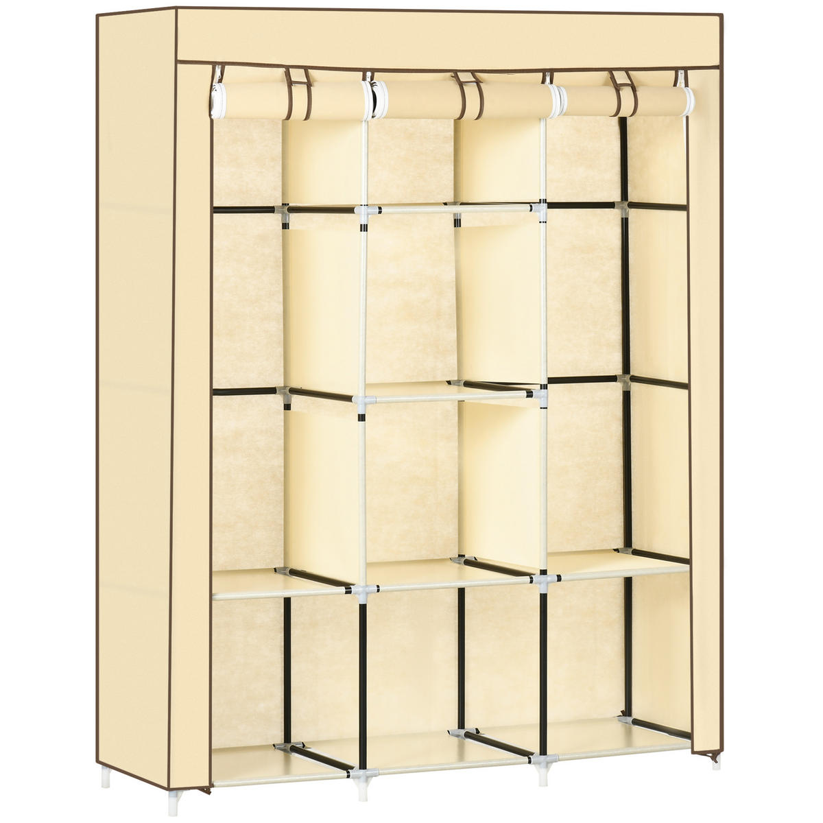 STOFFSCHRANK, Kleiderschrank, Beige - Beige, Metall (43/162.5/125cm) - HOMCOM