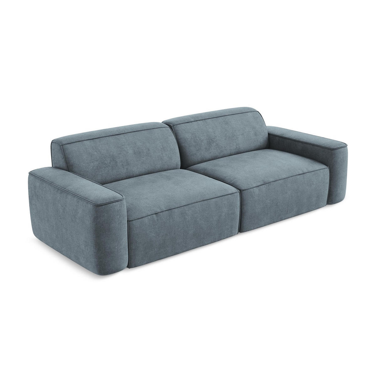 4-SITZER-SOFA Chenille Stoff Blau - Blau/Schwarz, Holzwerkstoff/Kunststoff (244/70/102cm) - LaMiaSofa
