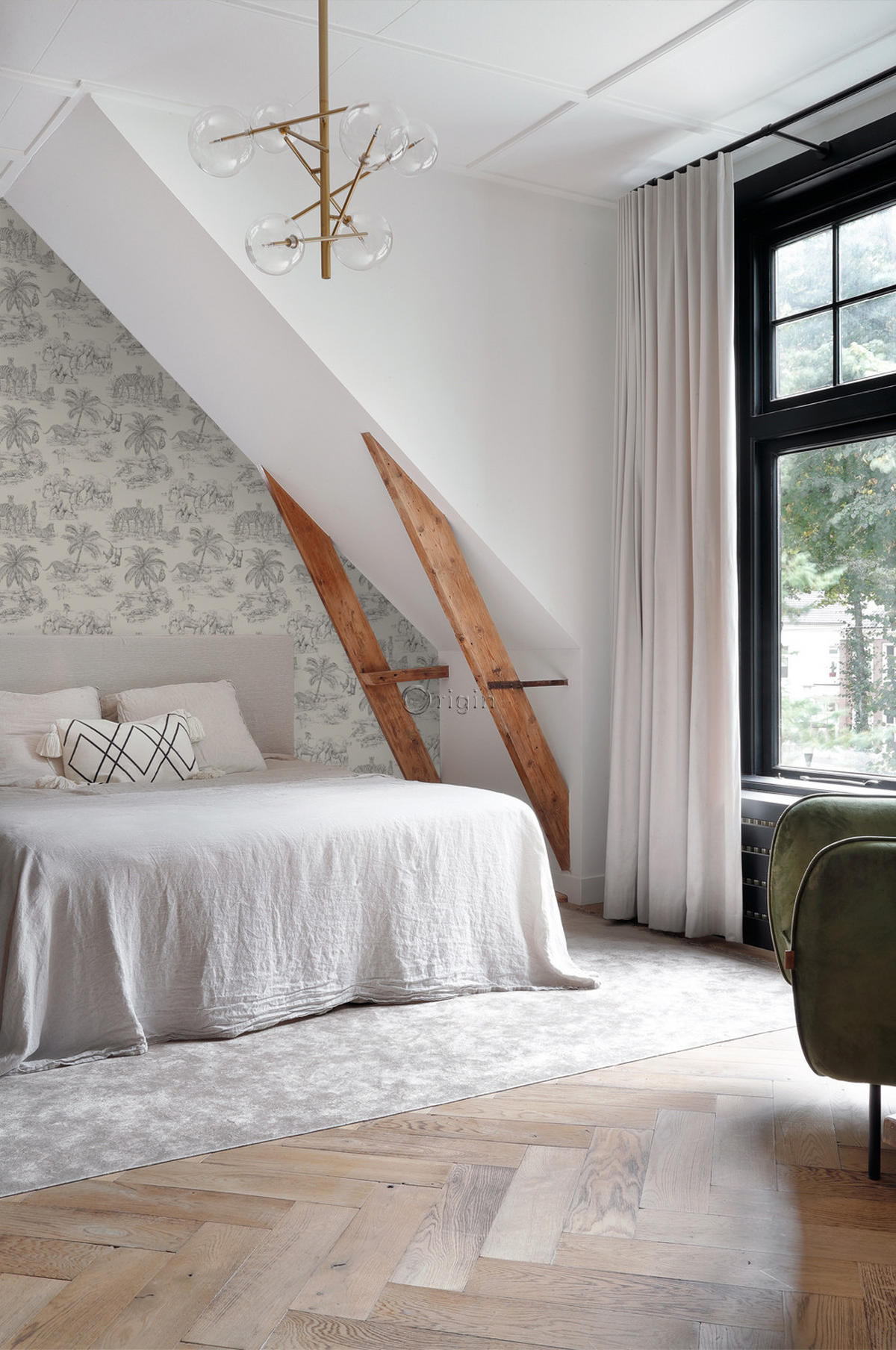 TAPETE Dschungeltiere 53 cm x 10.05 m - Grau, Papier (53/1000cm) - Origin Wallcoverings