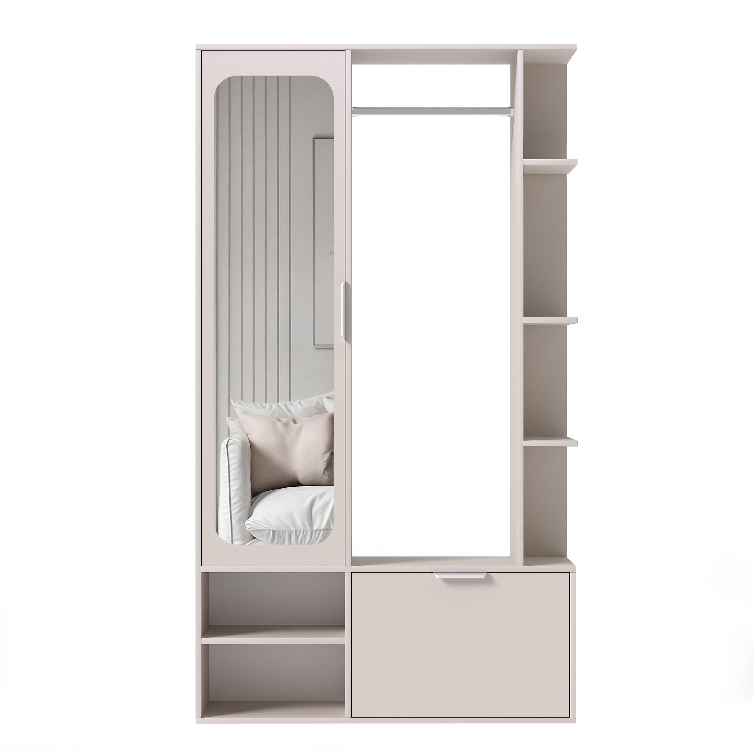 GARDEROBE mit Spiegel ELIOR - Beige, Holz (100/189.4/33cm) - Idohome