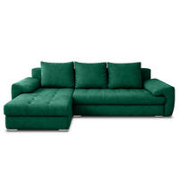 ECKSOFA L Form Manisa Grün 234/145/83 cm Links mit Schlaffunktion - Silberfarben/Grün, Kunststoff/Textil (145/234cm) - AX Living