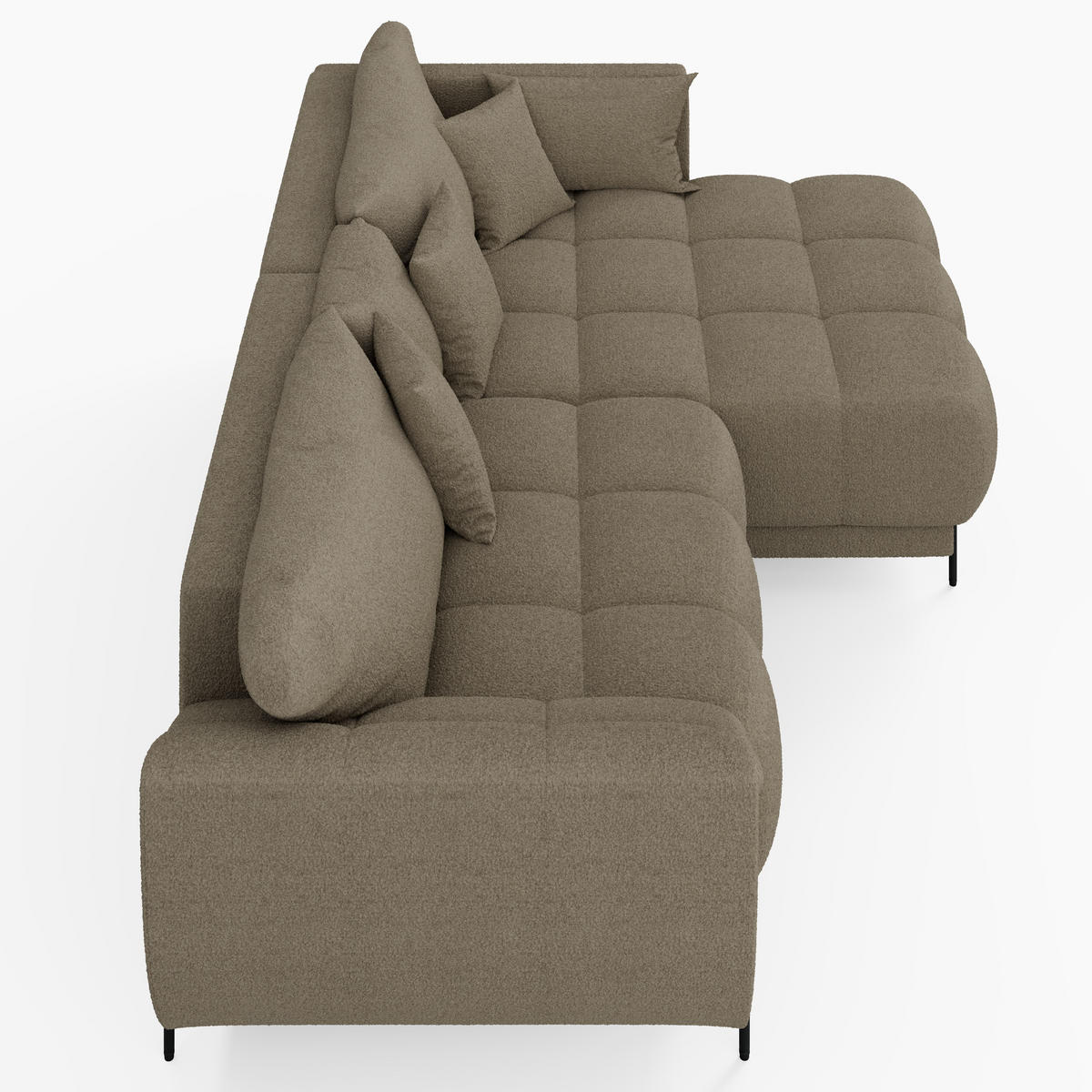 ECKSOFA LEGRO Rechts weiß Bouclé-Stoff L-Form Couch mit Schlaffunktion & Bettkasten - Schwarz/Weiß, Holz (285/180cm) - Barchello
