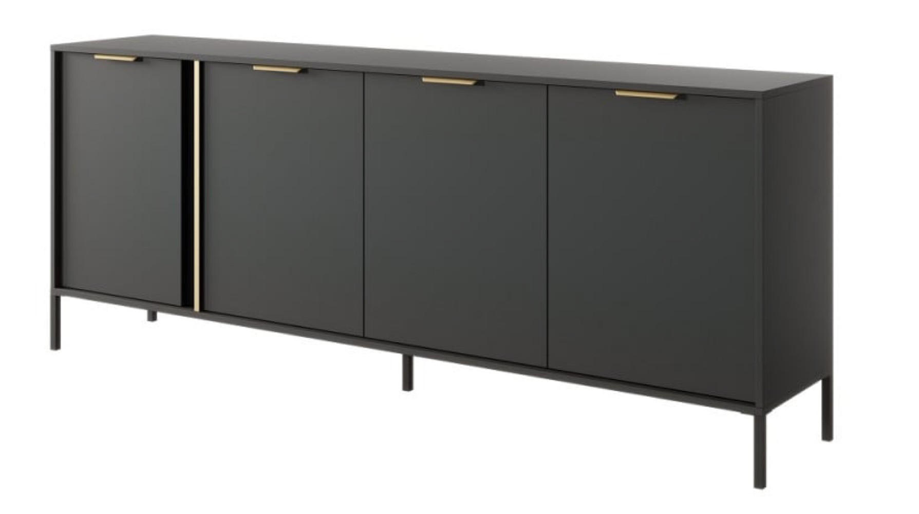 SIDEBOARD Anthrazit LARYSA E Mit Metallgestell 202.9x39.5x81.4 cm - Graphitfarben, Holzwerkstoff (202.9/81.4/39.5cm) - Sepro Meble