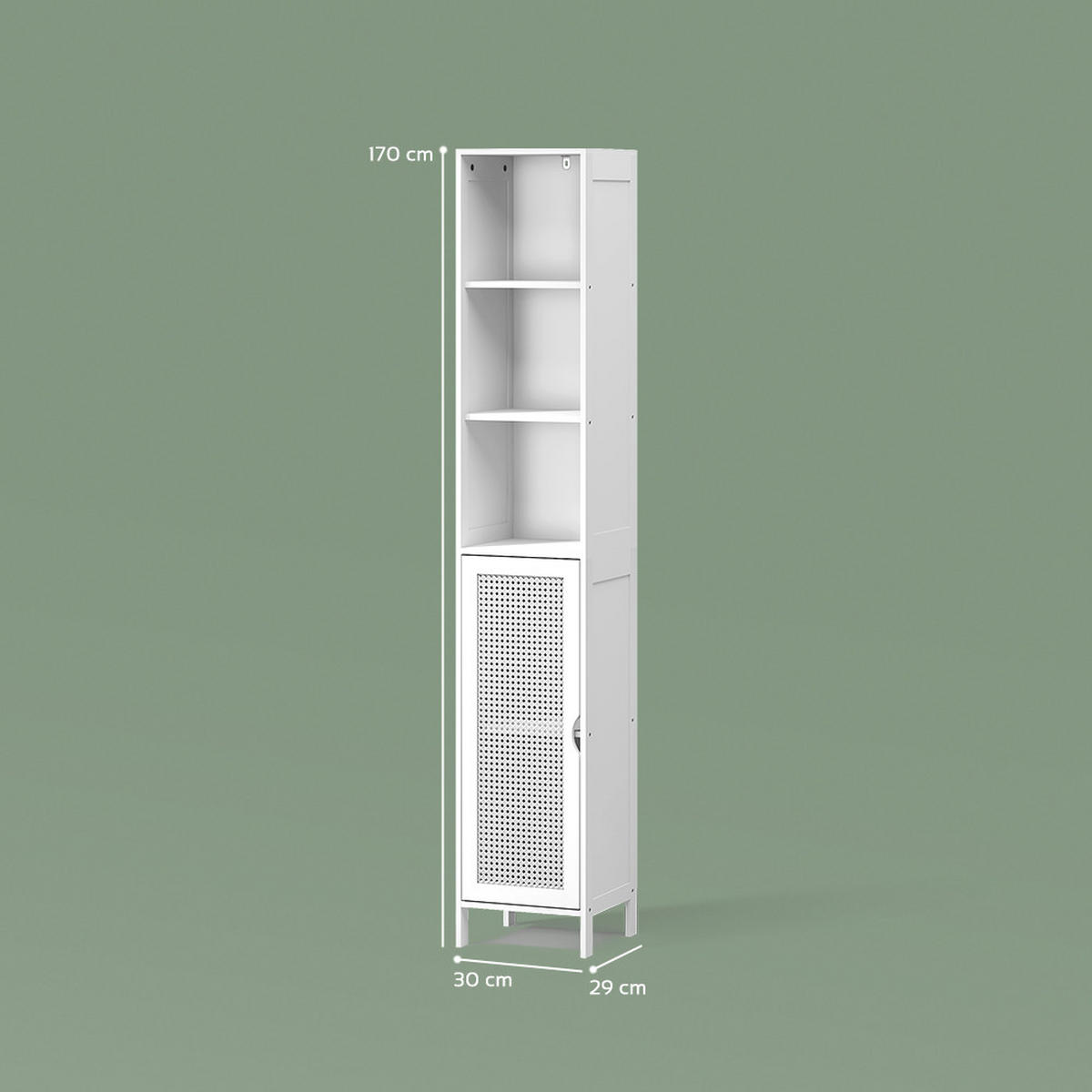 KOPALNIŠKA OMARICA Mincio, Bela, 30 x 170 cm z 1 vrati - bela, leseni material (30/170/29cm) - Livinity®