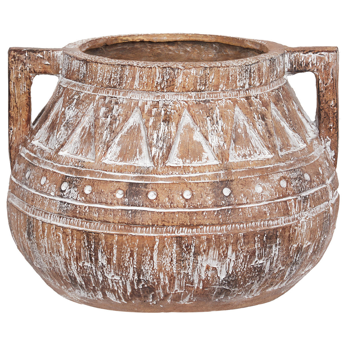 BLUMENTOPF Braun Variegatum - Beige/Braun, Stein (27cm) - Beliani