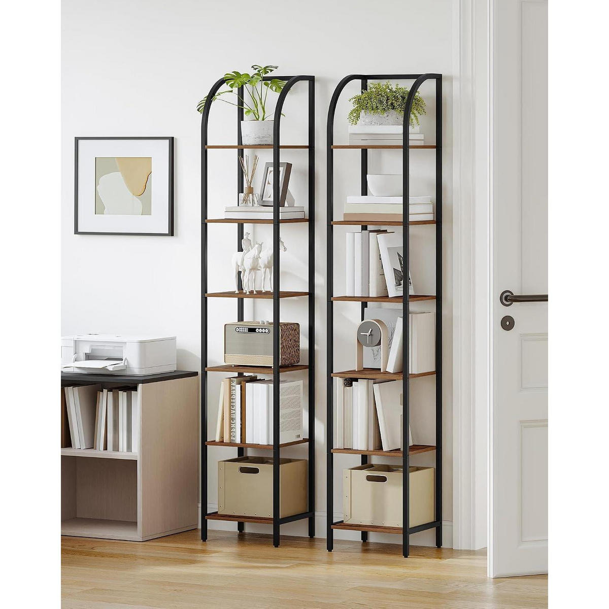 BÜCHERREGAL 6 Ebenen 30 x 33,6 x 182,5 cm Braun-Schwarz - Braun, Metall (33.6/182.5/30cm)