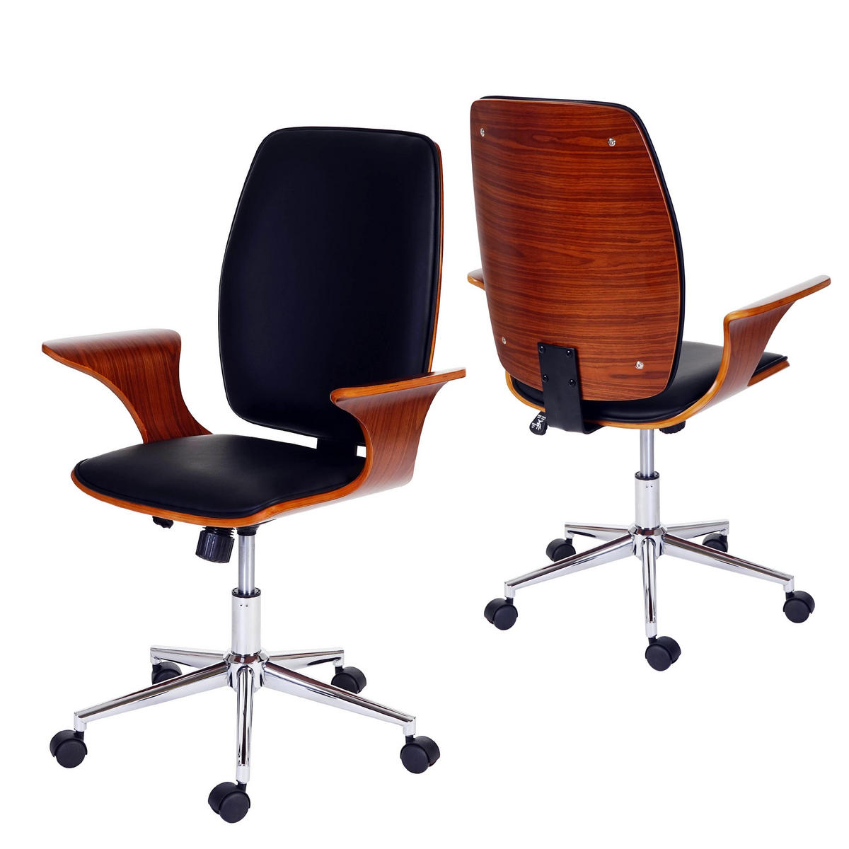 BÜROSTUHL Walnuss Dekor, Schwarz - Walnussfarben/Schwarz, Holz (66/101/67cm) - MCW