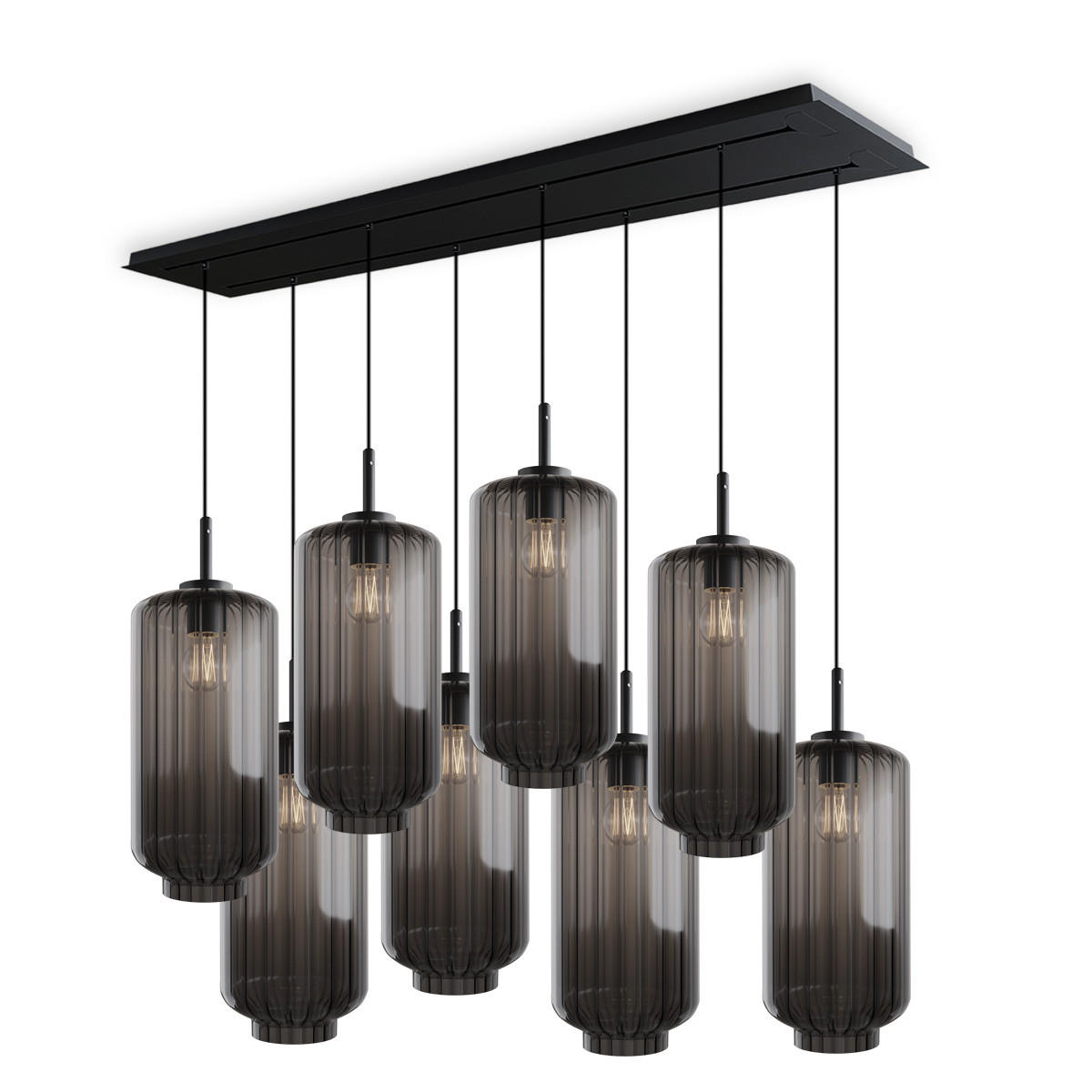 HÄNGELEUCHTE Velo 8-flammig Rauch Ø 18cm - Anthrazit/Schwarz, Glas (18/18/33cm) - s.luce