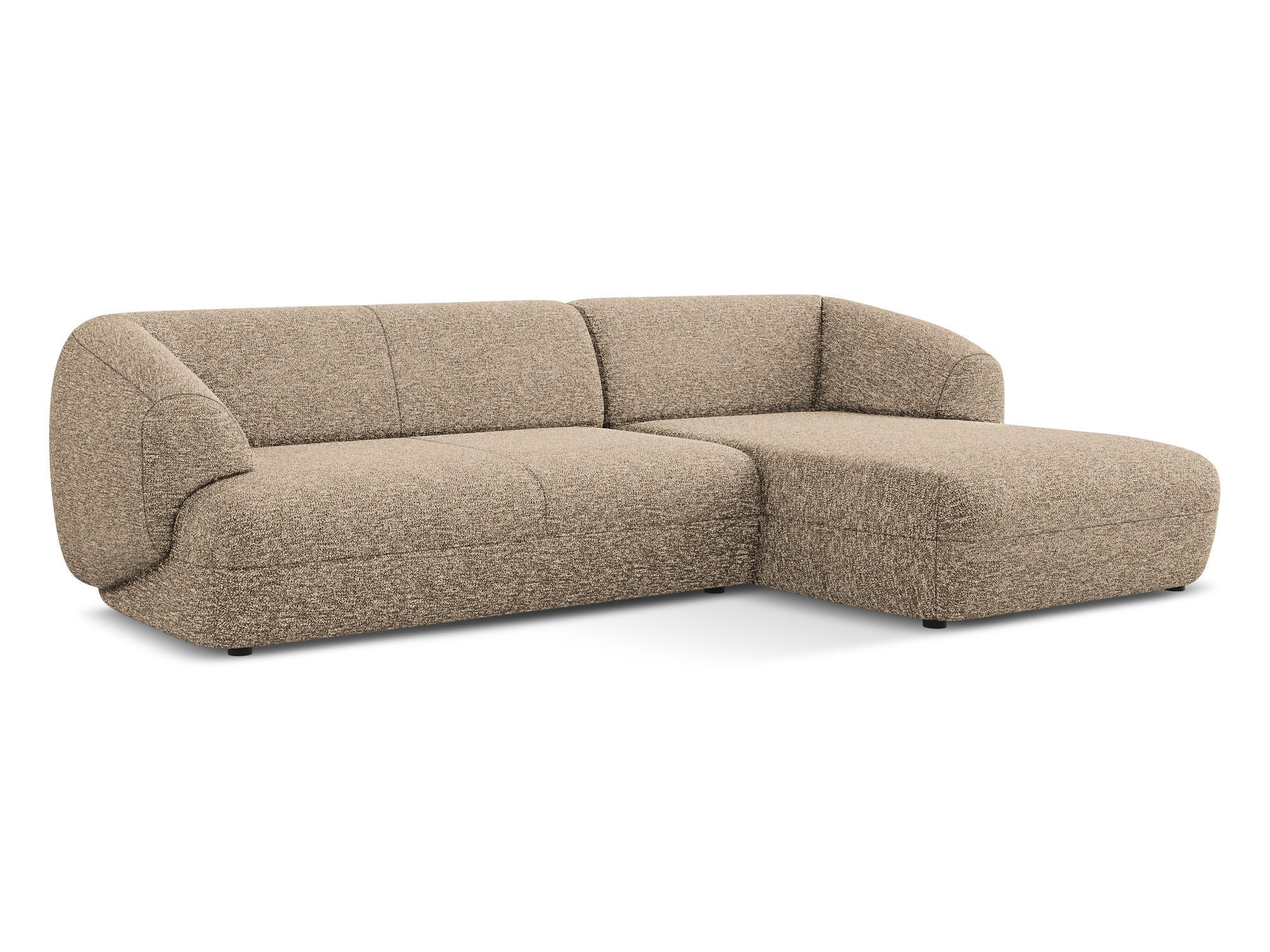 ECKSOFA rechts Strukturstoff Stoff Beige - Blau/Beige, Kunststoff/Textil (280/156cm) - Makamii