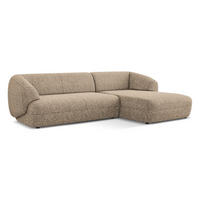 ECKSOFA rechts Strukturstoff Stoff Beige - Blau/Beige, Kunststoff/Textil (280/156cm) - Makamii