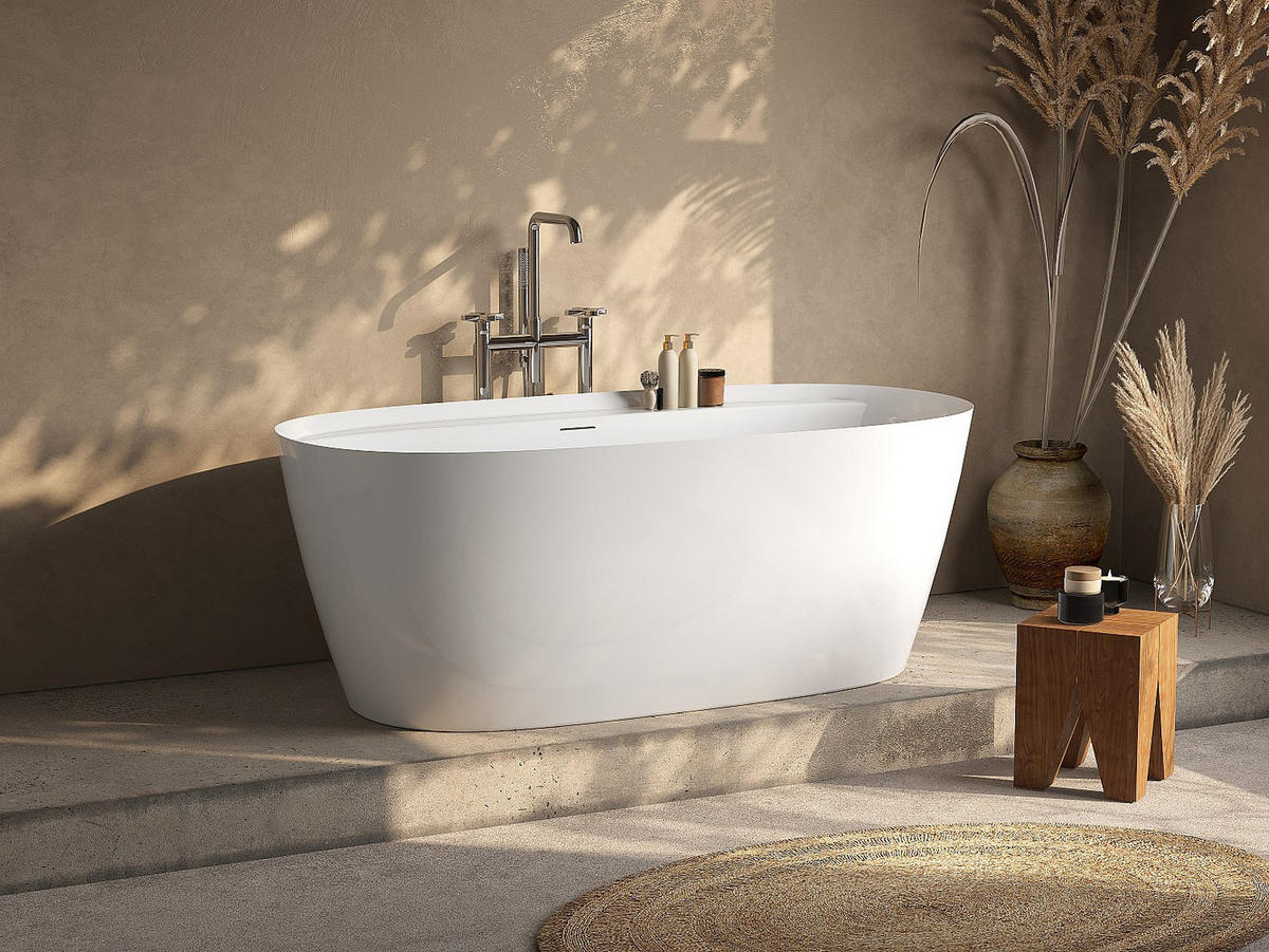 FREISTEHENDE Badewanne - 160 cm x 80 cm - acryl - weiß Forimi - Weiß, Kunststoff (160/60/80cm) - Vente-Unique