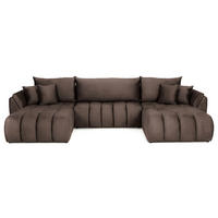 ECKSOFA Iris U mit Schlaffunktion und Bettkasten, U-Form – Braun Samt 382/184/85 cm - Schwarz/Braun, Kunststoff/Textil (382/184cm) - WFL GROUP