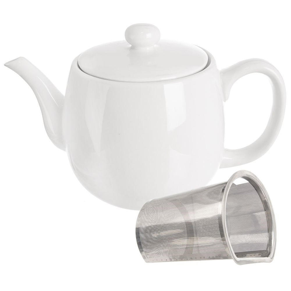 TEEKANNE Porzellan Mona mit Teesieb 700 ml Weiß - Weiß, Keramik (0.7L) - Orion 