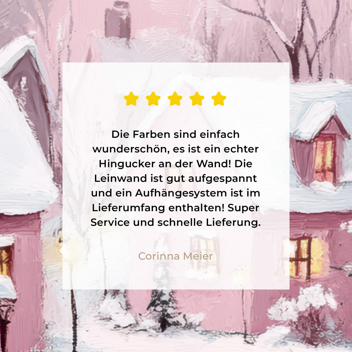 LEINWANDBILD Weihnachtsdorf - Rosa - Winter - Schnee - Häuser XXL 150x100 cm - Altrosa, Textil (150/100cm) - MuchoWow