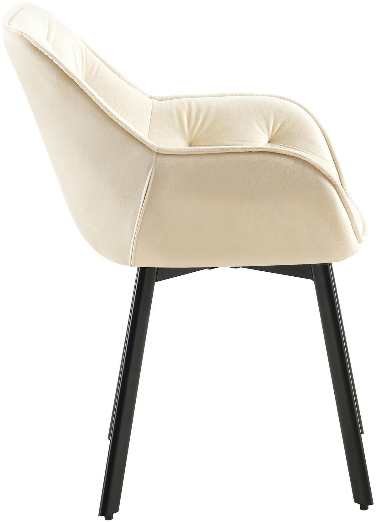 ESSZIMMERSTUHL 2er Set Vover Samt Creme Wohnzimmerstuhl - Creme, Textil (57/84/62cm) - DELUKE