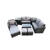 LOUNGESOFA-SET Polyrattan Dunkelgrau 8-Sitzer - Dunkelgrau, Metall - Fimous