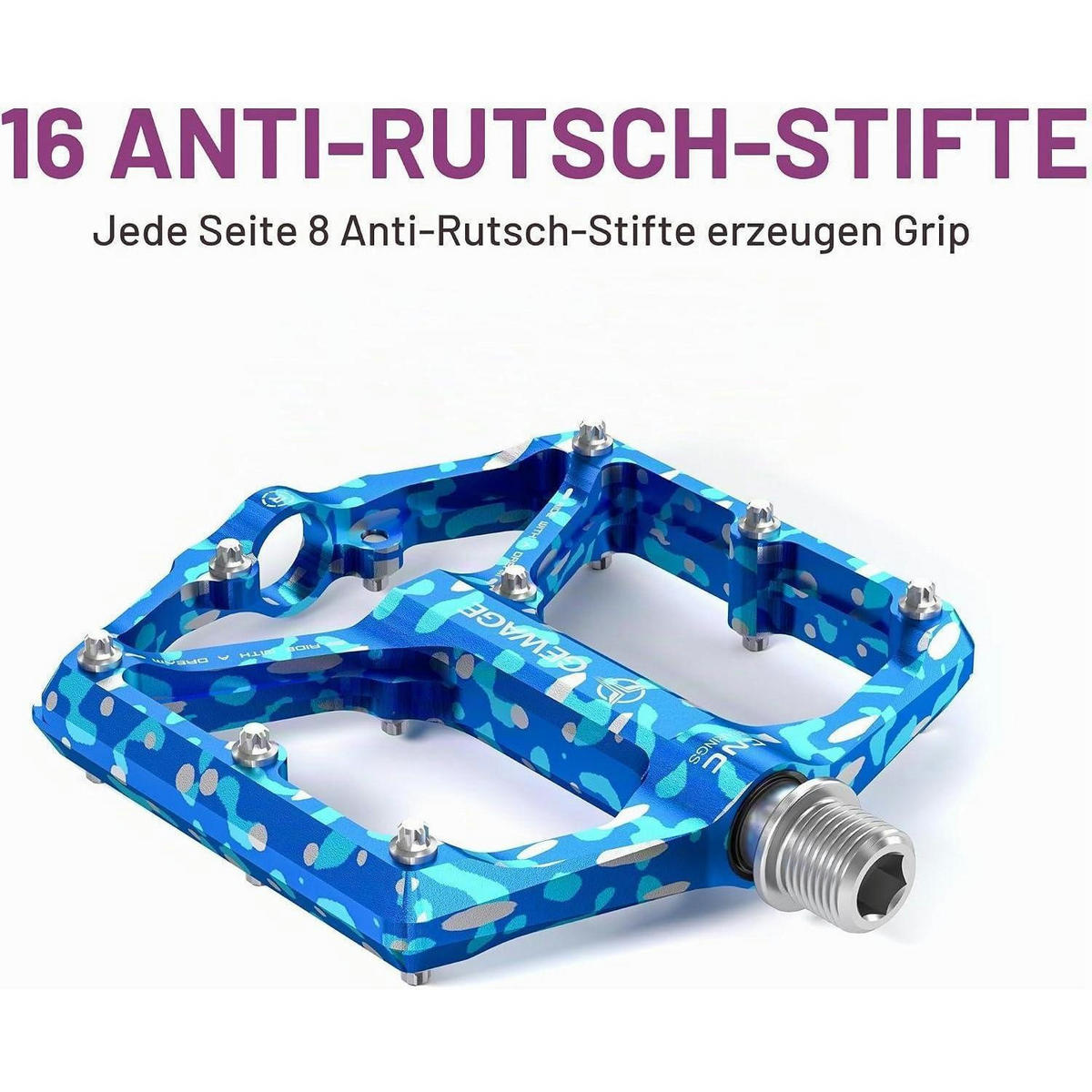 FAHRRADPEDALE Rennrad/Mountainbike Blaues Tarnmuster 9/16 Zoll - Multicolor, Metall (10.4/1.5/10.4cm)
