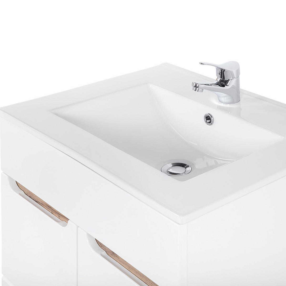 BADMÖBEL-SET 3-TLG. Solna-56 - Weiß, Holzwerkstoff (110/200/46cm) - Lomado