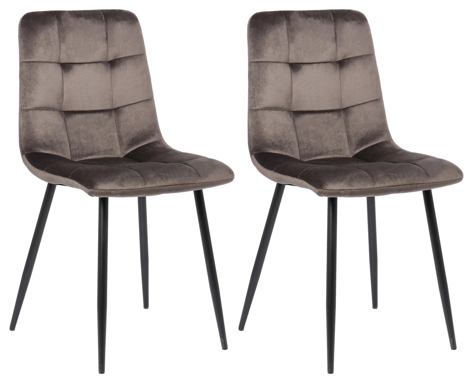 ESSZIMMERSTUHL Till, 2er Set, Samt, Gestell Metall matt Schwarz Grau - Schwarz/Grau, Textil/Metall (45/88/52cm) - TPFLiving