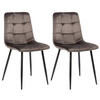 ESSZIMMERSTUHL Till, 2er Set, Samt, Gestell Metall matt Schwarz Grau - Schwarz/Grau, Textil/Metall (45/88/52cm) - TPFLiving