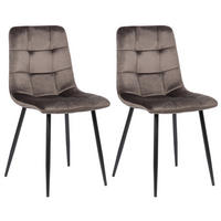 ESSZIMMERSTUHL Till, 2er Set, Samt, Gestell Metall matt Schwarz Grau - Schwarz/Grau, Textil/Metall (45/88/52cm) - TPFLiving
