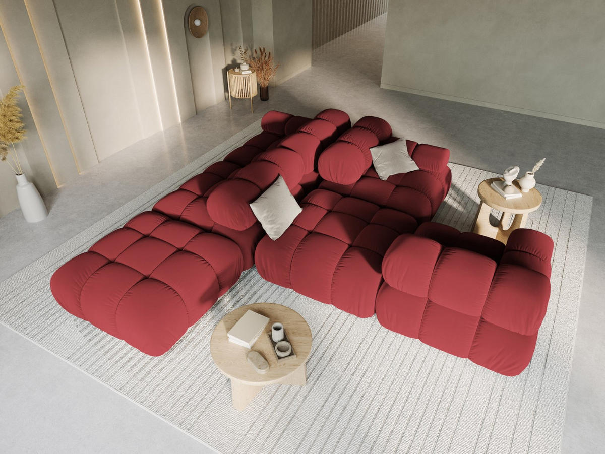 MODULARES-SOFA rechts Bellis aus Samt dunkelrot 4 Sitzplätze - Dunkelrot, Textil (94/63/282cm) - Micadoni