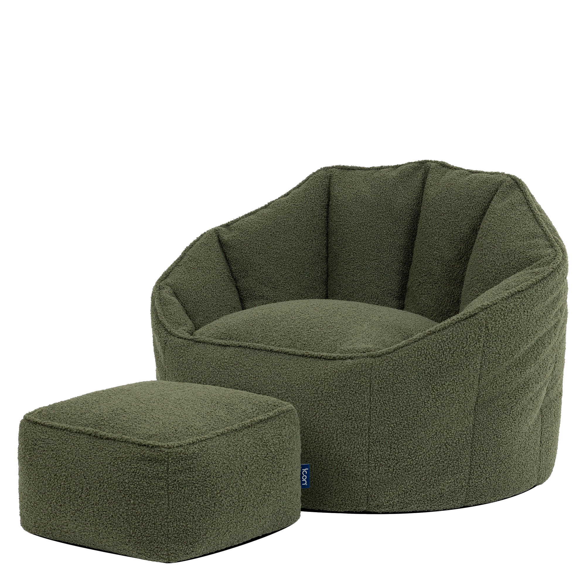 SITZSACK mit Hocker aus Boucle Sirena - Olivgrün, Textil (77/64/74cm) - icon