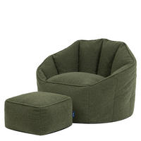 SITZSACK mit Hocker aus Boucle Sirena - Olivgrün, Textil (77/64/74cm) - icon